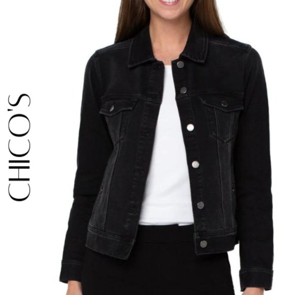 Chico's Jackets & Blazers - CHICO’S Black Velveteen “Jean” Jacket, Chico’s Size 2 (Large / 12)